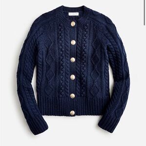 J.Crew Cream Cable Knit Cardigan with Gold Buttons
